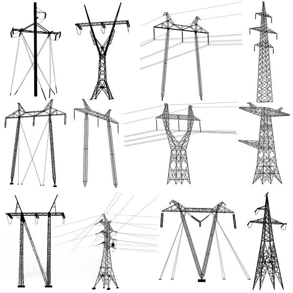 Power Transmission Tower Galvanized Steel 35m High Voltage Electric Grid Urban Areas Stable