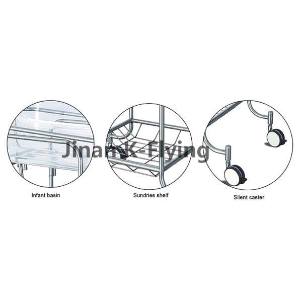 Strong Air Permeability Tilt Hospital Crib Bed Stainless Steel