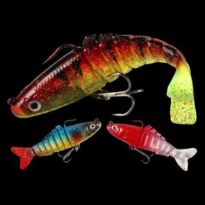 China 3 Colors 9CM/17g 6#Hooks 3D Eyes Plastic Soft Bait Full Swimming Layer Multi Jointed Fishing Lure wholesale