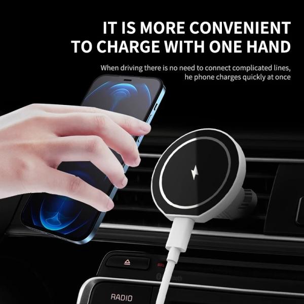 Quality Car Vent 15w Magnetic Wireless Charger Magsafe Stand Automatic Clamping for sale
