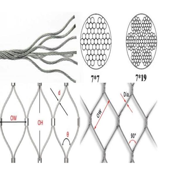 Flexible Safety Architectural Wire Mesh SS316 Stainless Steel Wire Rope Net