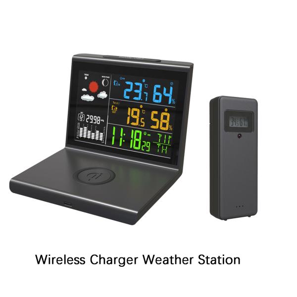 9V/2A Input Voltage and Current Weather Station With Wireless Charger Power Bank