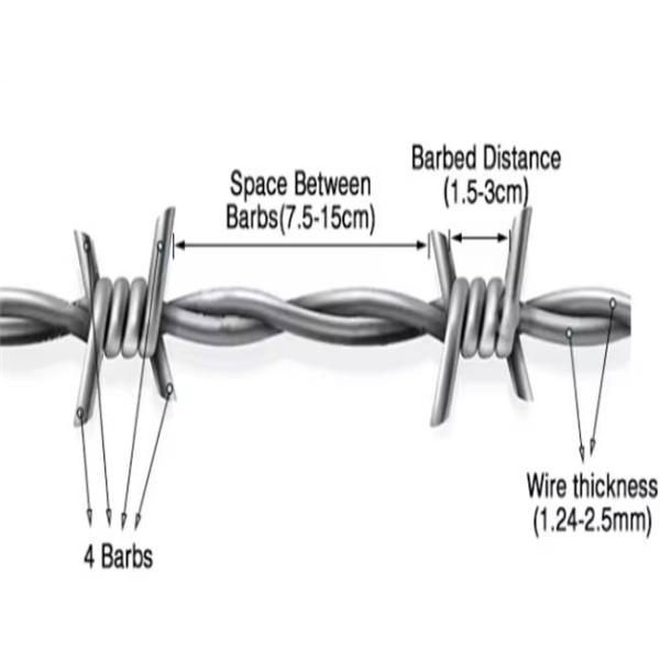 Traditional Double Twist Barbed Wire Galvanized Steel Material Protection Performance