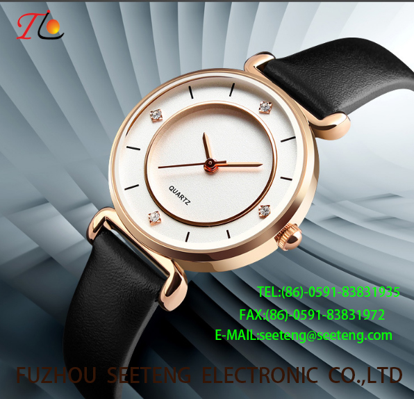 WHOLESALE PU STRAP ALLOY CASE QUARTZ WATCHES LADIES WATCH WITH DIAMOND
