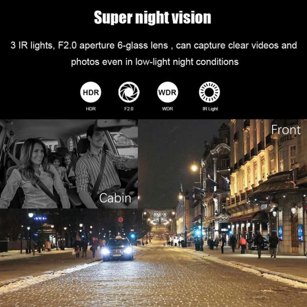 4 Inch Car Camcorder FHD 1080P Triple Lens DVR Dashboard Camera 170 Degree