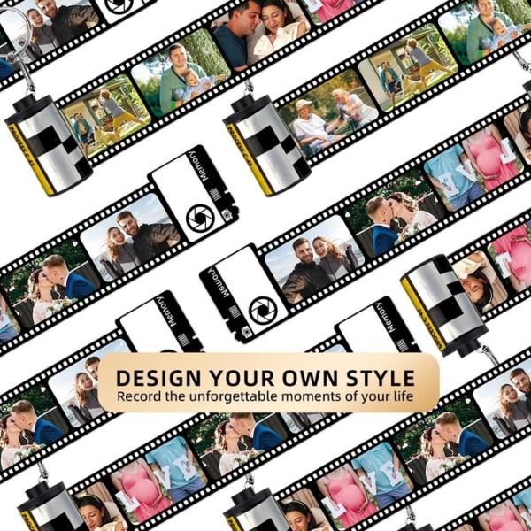 Diy Sublimation Blank Memory Film Keychain Loving Memory Photo Film Roll Double Sided Sublimation Memory Keychains