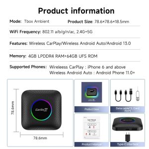 4+64gb Ai Box Wireless Adapter Carplay Android Auto AI Box Dongle Bluetooth 4.2