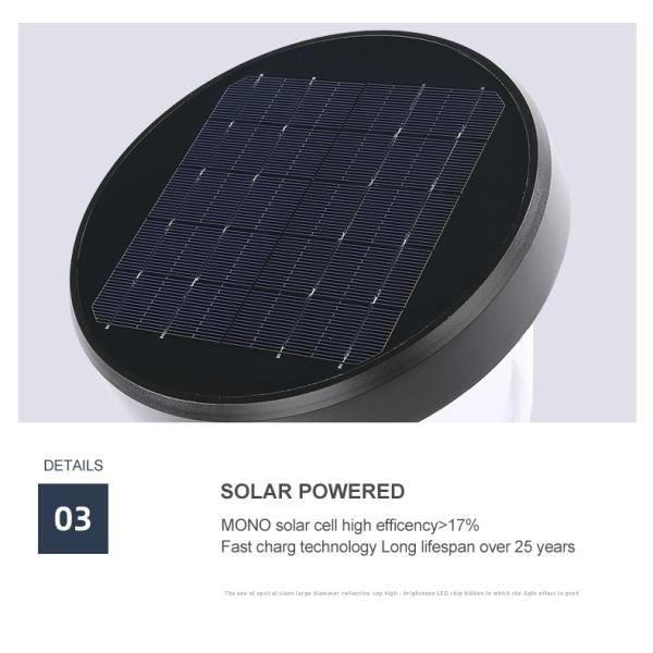 Aluminum Landscape Outdoor Garden Solar Light Light Control 3000k 6000k For Gate Pillar