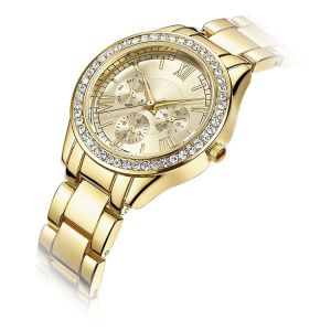China 18K Gold PVD Plated Quartz Ladies Wrist Watches 3atm Waterproof wholesale