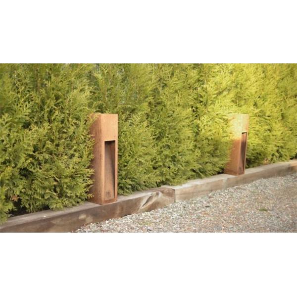 Multicolour Rusty Corten Metal LED Bollard Lighting Box For Yard Garden
