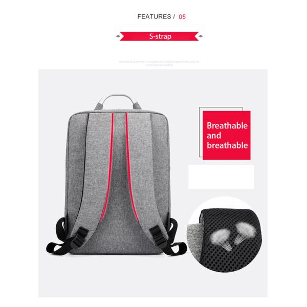 School and Travel Essential Internal Frame Customizable Logo Anti-Theft Grey Backpack with Waterproof Lining