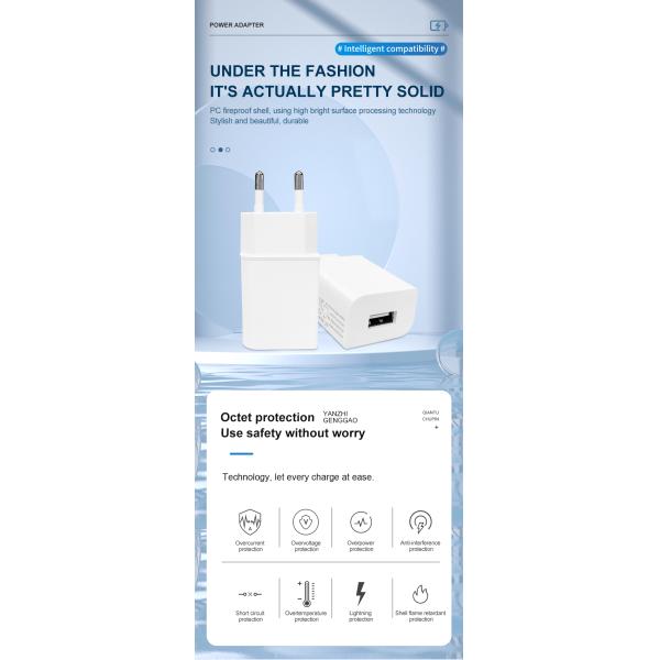 5V 2A EU Plug USB Wall Charger For USB FAN IPAD IP20 Protection Grade CE RoHS