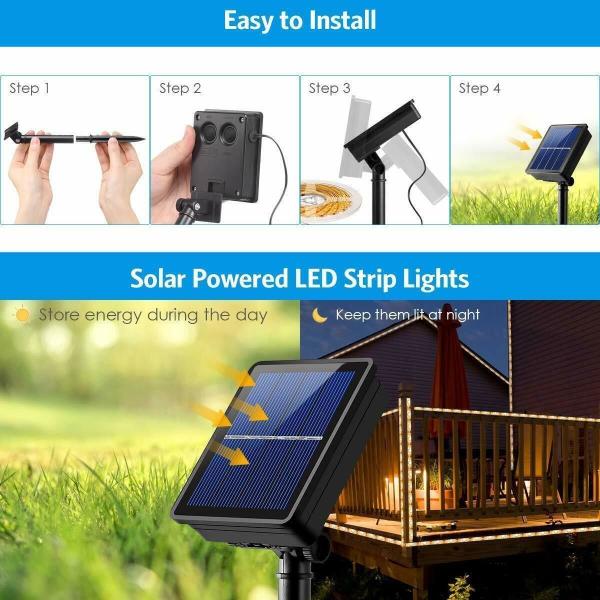 CCT 2700K-6500K Solar Strip Lights For Garden RGB Weatherproof