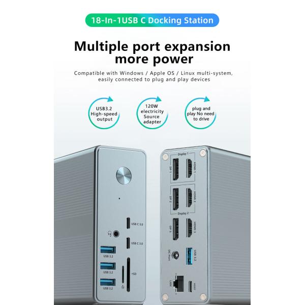 USB A Port Multi-functional Docking Station Performance with Cooling And Ventilation and Heat Dissipation