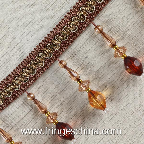 Handmade fashionable chain beads lace tassels fringes for curtain/sofa/pillow decoration