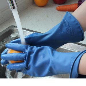 China Blue Unlined Oil Proof Household 55g Rubber Cleaning Gloves wholesale