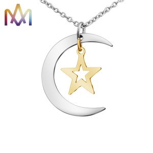 China Engravable SS Moon And Star Pendant Necklace For Women on sale