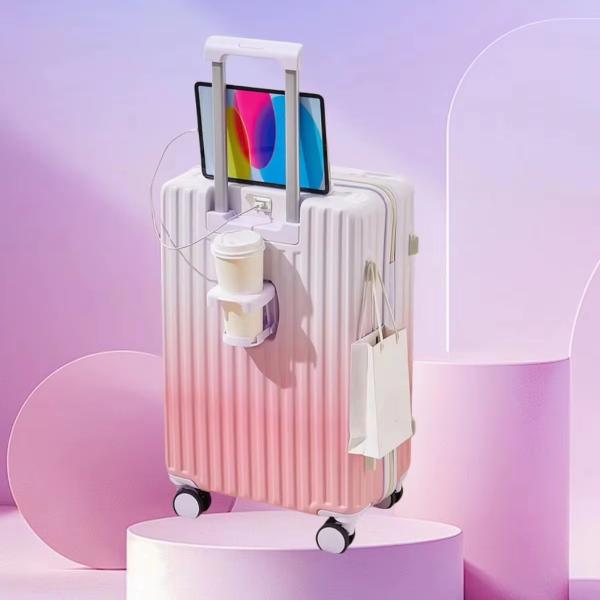 Soft Handle Simple Luxury Gradient Color 360° Spinner Wheels TSA Lock Oversized Check-In Bag for Business Travel Modern Large Suitcase