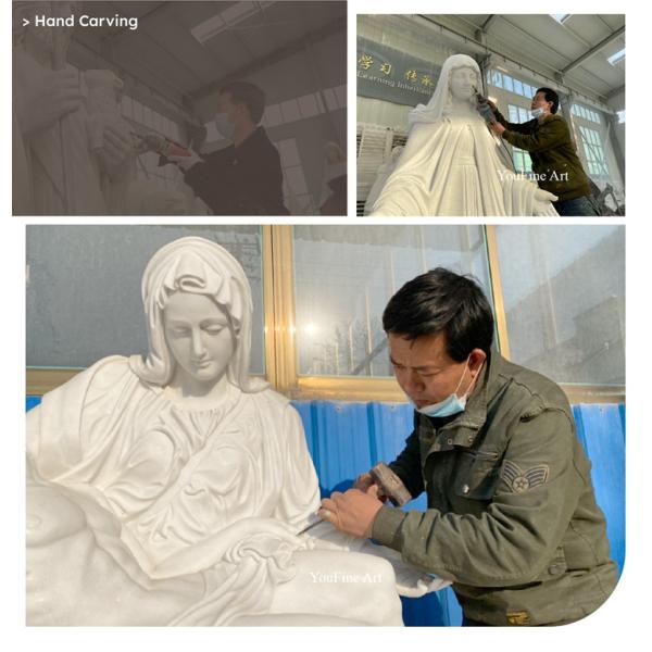 Outdoor Church Religious White Life Size Marble Statue of Virgin Mary Lourdes and Holy Bernadette