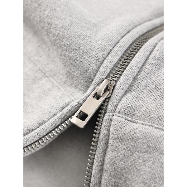 Zip Up Heavyweight Cotton Hoodie Cropped Winter Polyester Solid Male Black