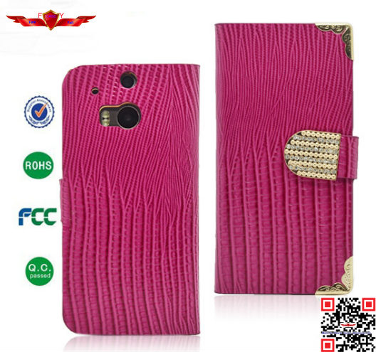 Newest 100% Qualify Luxury Genuine Crocodile Leather Wallet Cover Cases For HTC ONE M8