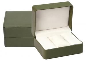 China High End Green Leather Single Watch Box Embossing Logo Craft Custom Size wholesale