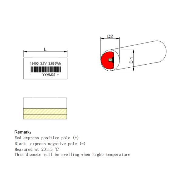 3A Discharge Cylindrical Polymer Lithium Ion Battery 18400 3.7V 1100mAh for Electronic Atomizer