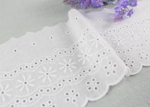 China Embroidered Flower Eyelet Cotton Lace Trim With Azo Free Organic 13cm Width wholesale