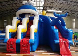 China Giant Adults Inflatable Water Slide And Pool with Ladder Commercial Inflatable Blue Sea Waves Whale wholesale