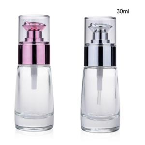 China Fashion Oil Cosmetic Glass Bottle 30ml Lotion Pump Liquid Foundation Serum Bottle on sale