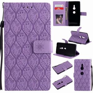 Sony XZ2 Leather Protective Case with Flower Embossed Pattern