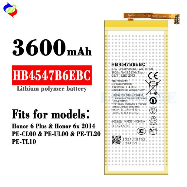 Rechargeable 3600mAh Battery for Huawei Honor 6 Plus and 6x HB4547B6EBC Replacement