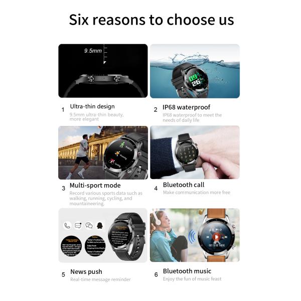 65G Bluetooth Calling Smartwatch 200mAH Health Monitoring Bracelet IP67 Waterproof Band