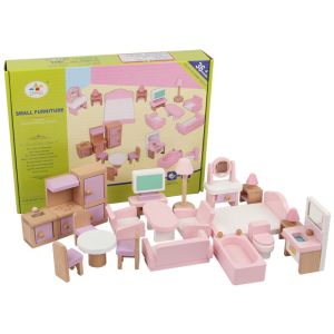 China Classical 10.5cm Natural Mini Wooden Doll House Toys Furniture wholesale