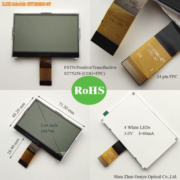 Square Round Programmable Monochrome STN/FSTN 12864 128*64 128X64 Graphic LCD Display with Customizable Backlight Color
