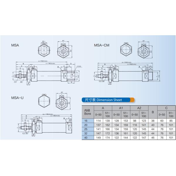 Double Acting Pneumatic Cylinder , Fix Type MA Pneumatic Piston Cylinder