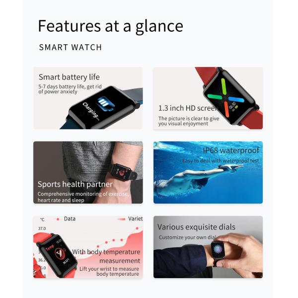 Magnetic Metal Watch Band F52 Accurate Temperature Measurement Smartwatch