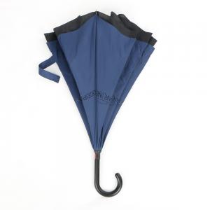 China Black Metal Pole Reverse Folding Umbrella , Custom Design Automatic Inverted Umbrella wholesale