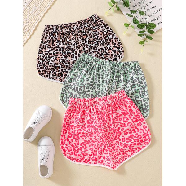 Cotton Polyester Casual Short Pants with Leopard Pattern Printing