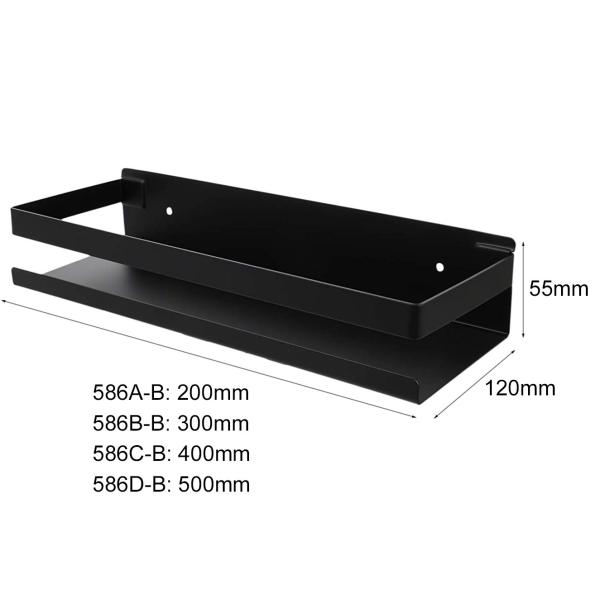 Durable Rustproof Wall Mounted Bathroom Shelf Rectangular Matte Black Color