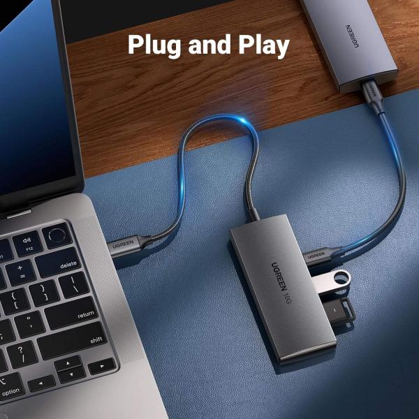 USB C Hub 10Gbps, 4 Ports USB 3.2 HUB with 2 USB-C 3.2 and 2 USB-A 3.2, USB Port Extender for MacBook
