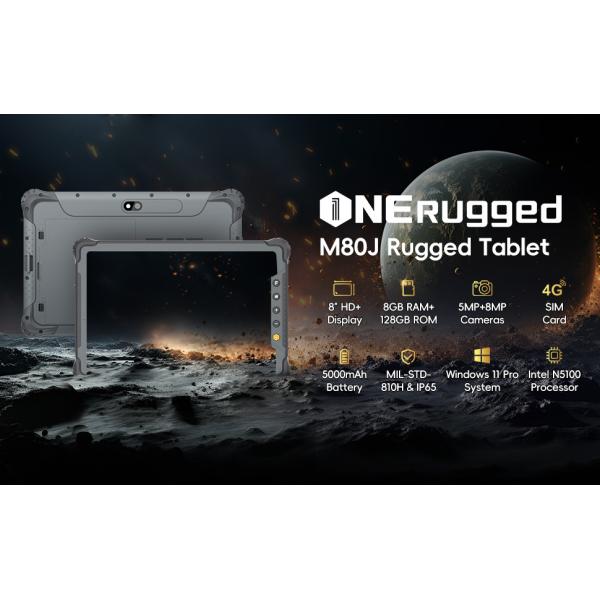 Industrial ONERugged M80J 8 inch Win11 Pro Tablet IP65 Waterproof MIL-STD-810H Certified for Outdoor Work