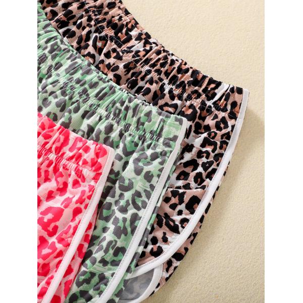 Cotton Polyester Casual Short Pants with Leopard Pattern Printing