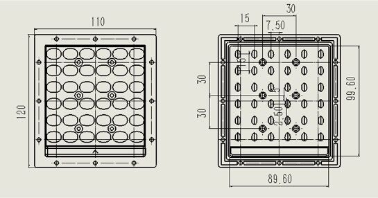 SMD 3030 White Led Street Light Module 110x120mm 60X140 Degree 20-25 watt