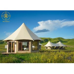 China Cone Shaped Weatherproof Luxury Glamping Tents with Wooden Flooring wholesale