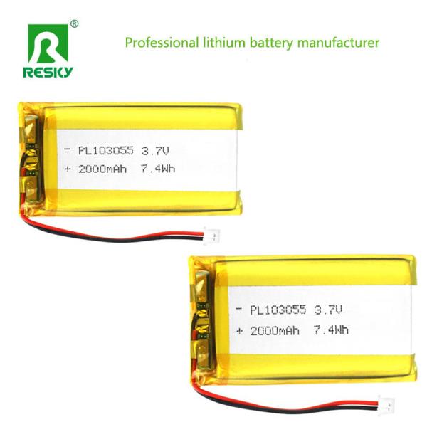 Rechargeable Lipo Battery 103055 3.7V 2000mAh 7.4wh Power Solar Lithium Ion Battery Cell