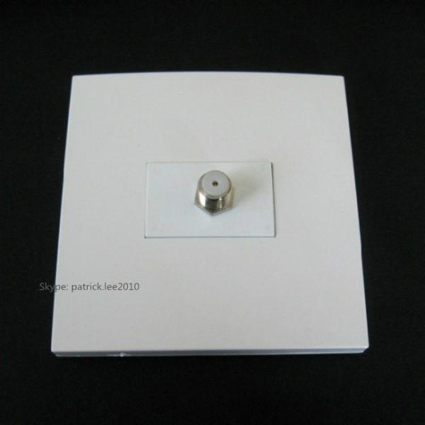 Quality Glossy White TV Wall Plate Socket F Head Digital TV Connector Silver Plate 86x86mm for sale