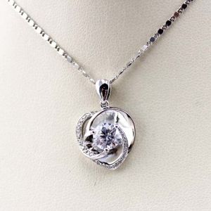 China Sterling Silver Clear Cubic Zirconia Heart Shape Pendant Necklace (P14) wholesale