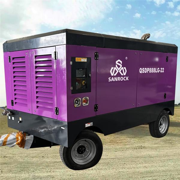 Low Noise Screw Air Compressor With Wheel Engine Driven Industrial Screw Air Compressor