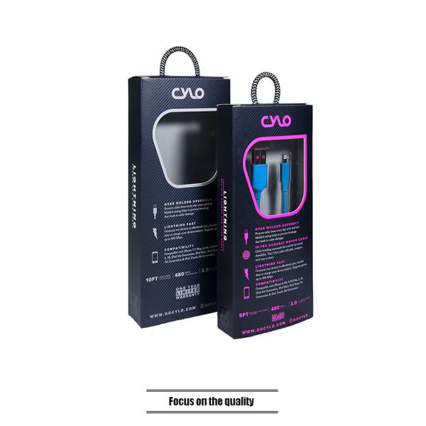 Luxury Transparent Window Box Custom Logo USB Cable Packaging Box With Handle